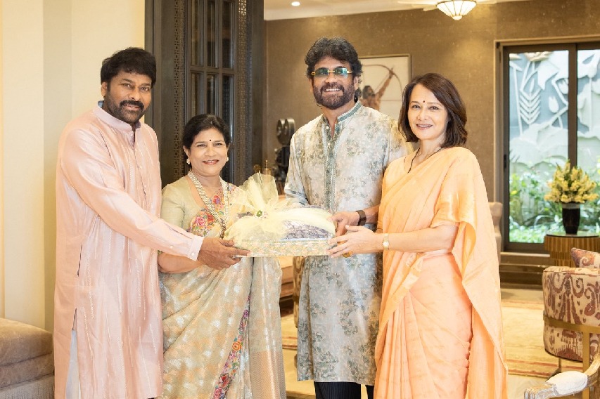 Chiranjeevi Celebrates Diwali with Nagarjuna Venkatesh and Nayanthara