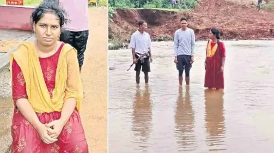 స్కూల్ కు వెళ్తూ వాగులో కొట్టుకుపోయిన ఉపాధ్యాయురాలు