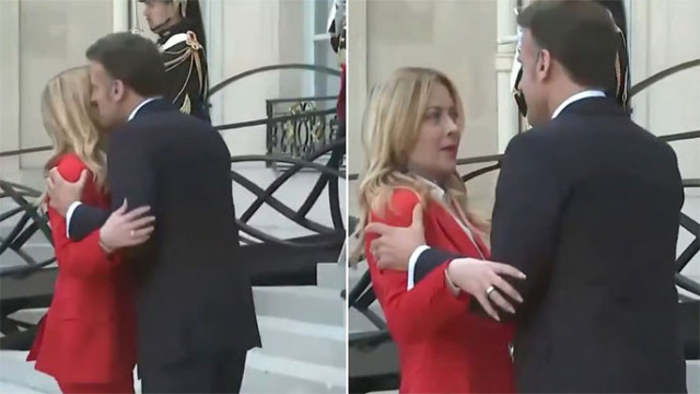 మెలోనీ బుగ్గ‌పై మాక్రాన్ ముద్దు... సోషల్ మీడియాలో వీడియో వైరల్!