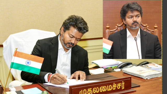 సీఎం కుర్చీపై తెల్ల టవల్ తొలగించిన విజయ్!