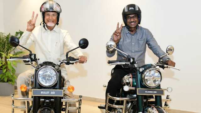 బుల్లెట్ 350పై చంద్రబాబు సవారీ... ఫొటోలు ఇవిగో!