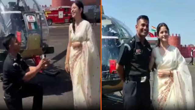 ప్రియురాలికి ఆర్మీ పైలట్ రొమాంటిక్ ప్రపోజల్.. నెట్టింట వీడియో వైరల్!