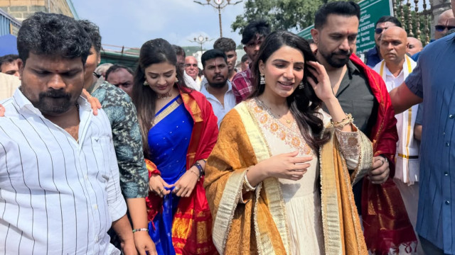 తిరుమల కొండపై సందడి చేసిన 'మా ఇంటి బంగారం' టీమ్