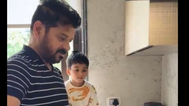 మనవడి కోసం పూరీలు చేసిన సీఎం రేవంత్ రెడ్డి... వీడియో వైరల్