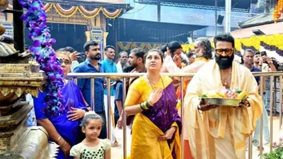 Rishab Shetty visits Kollur Mookambika Temple with family for special prayers