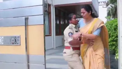 Vidadala Rajini falls down after scuffle with female police officer