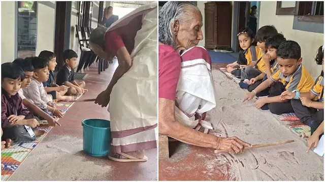 ఇసుకనే పలకగా మార్చి.. అక్షరాలు నేర్పుతున్న కేరళ బామ్మ.. వైరల్ అవుతున్న 'ఆశాట్టి అమ్ముమ్మ' పాఠాలు!
